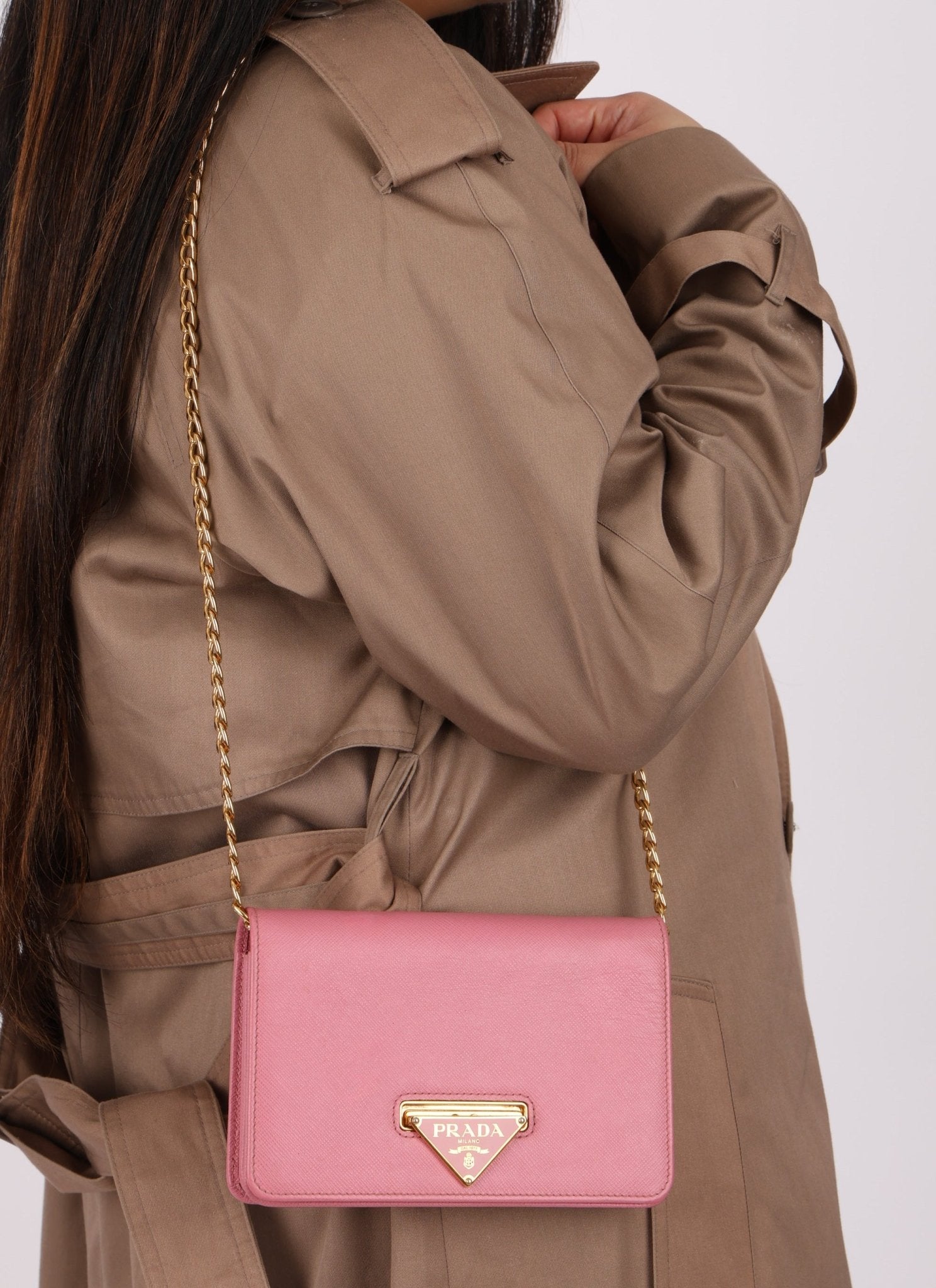 Prada Saffiano Wallet on Chain - FashioNica