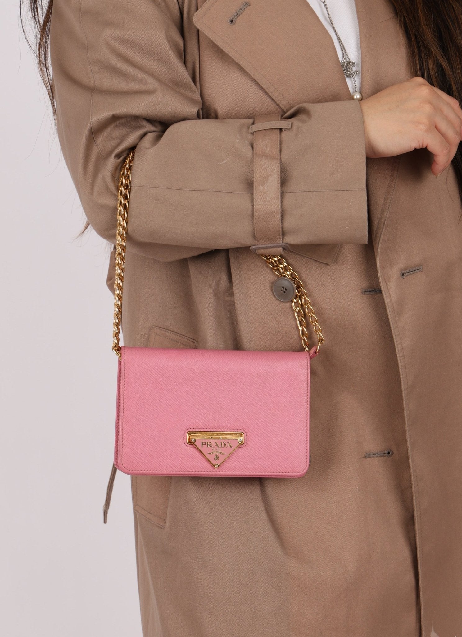 Prada Saffiano Wallet on Chain - FashioNica