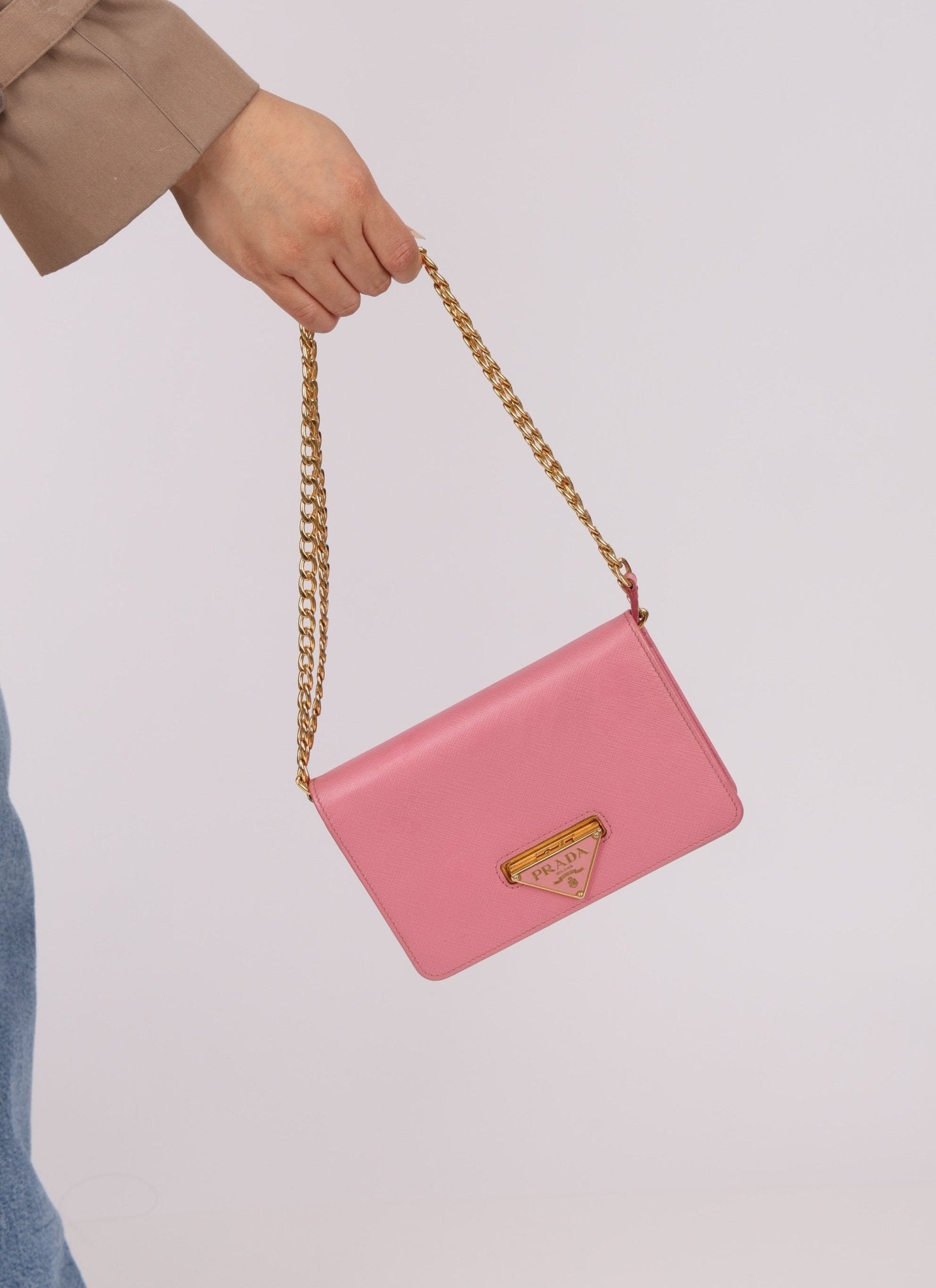 Prada Saffiano Wallet on Chain - FashioNica