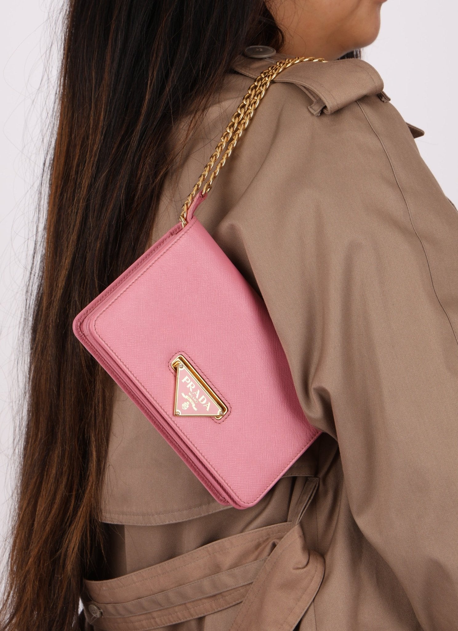 Prada Saffiano Wallet on Chain - FashioNica