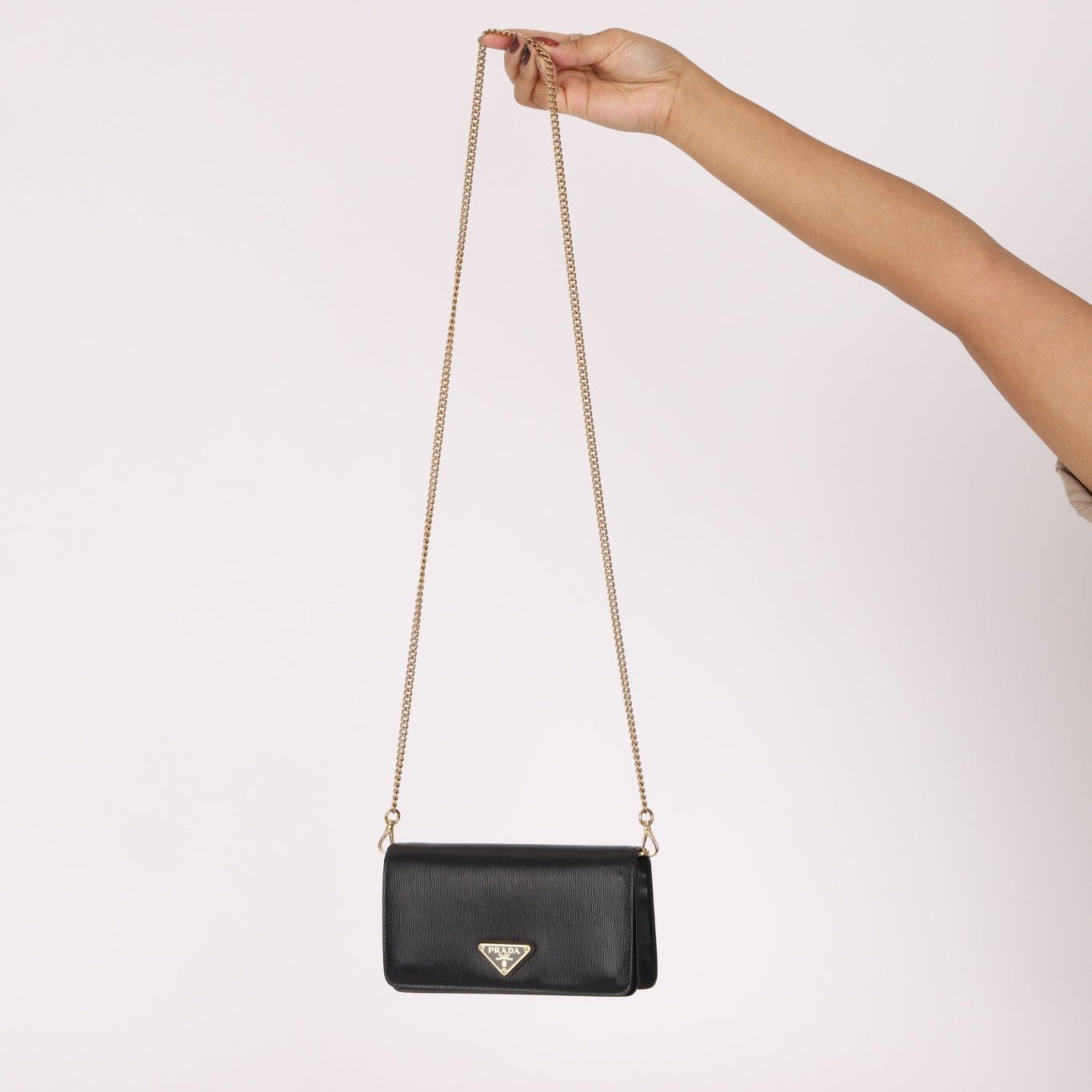 Prada Saffiano Wallet on Chain - FashioNica