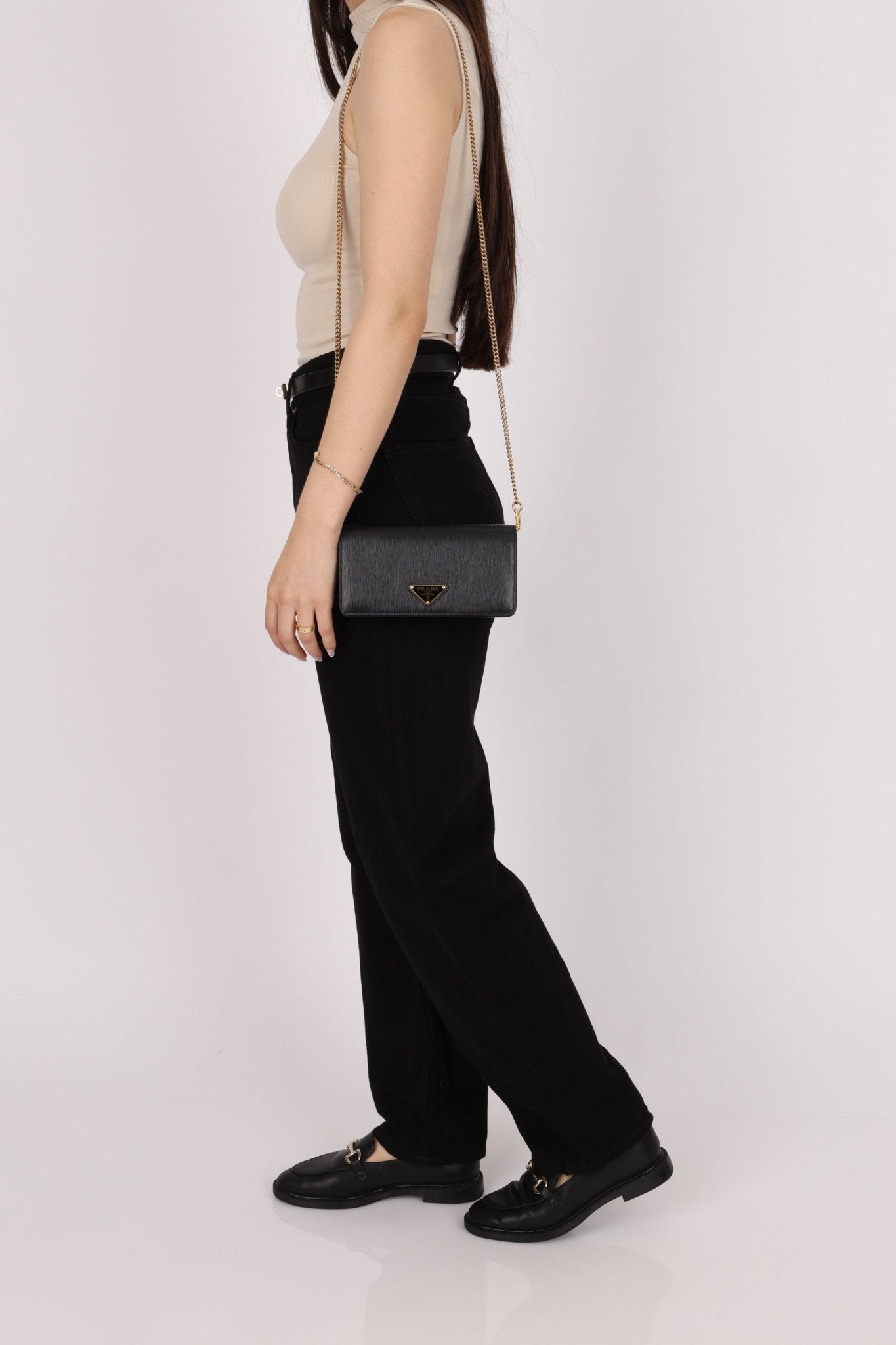 Prada Saffiano Wallet on Chain - FashioNica