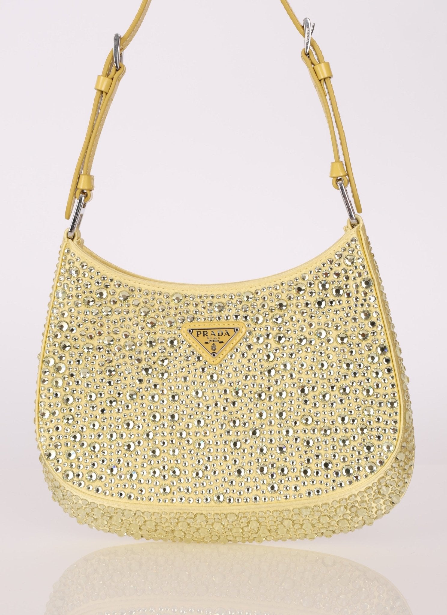 Prada Satin Crystal Embellished Cleo Shoulder Bag - FashioNica