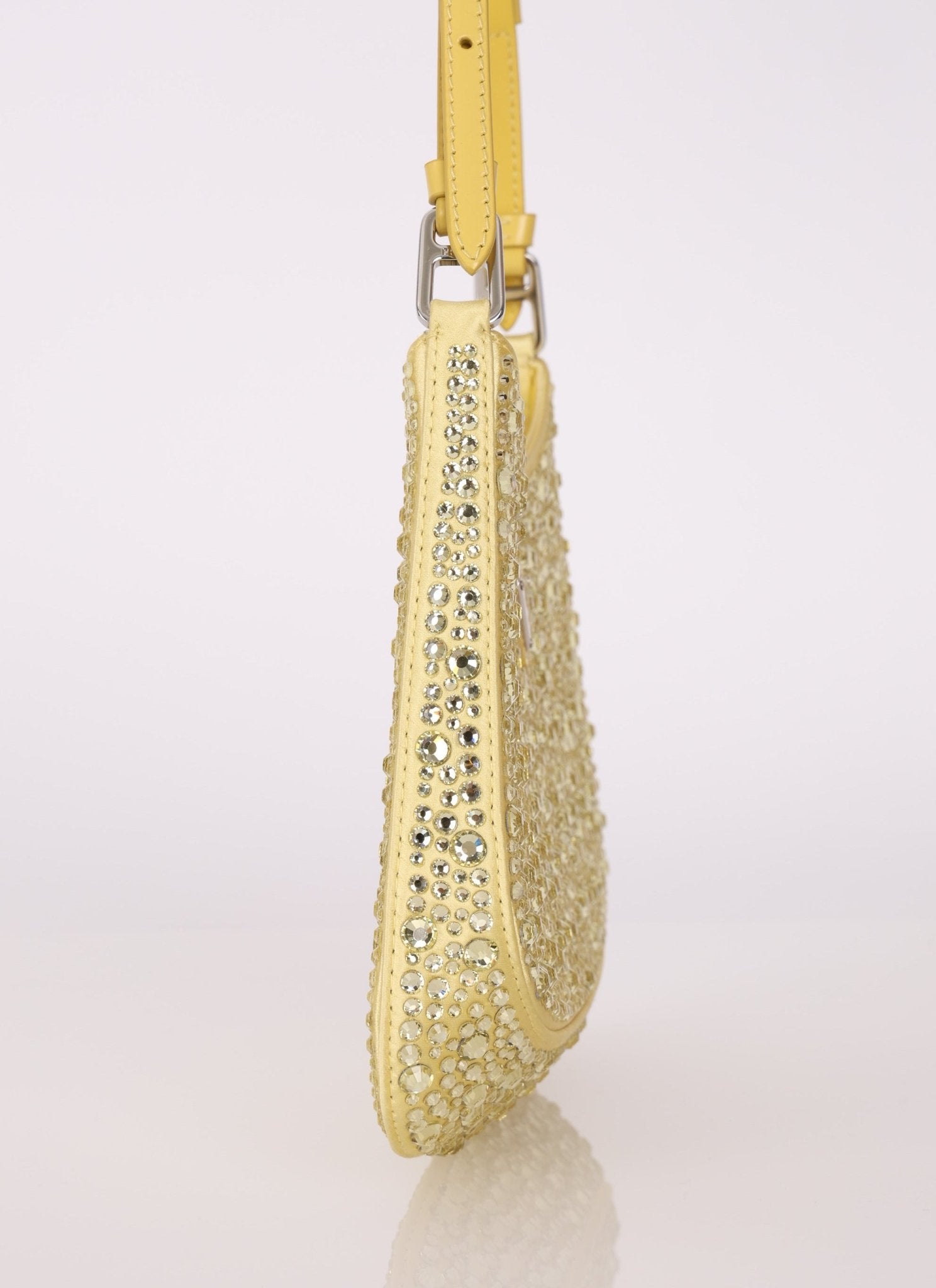 Prada Satin Crystal Embellished Cleo Shoulder Bag - FashioNica