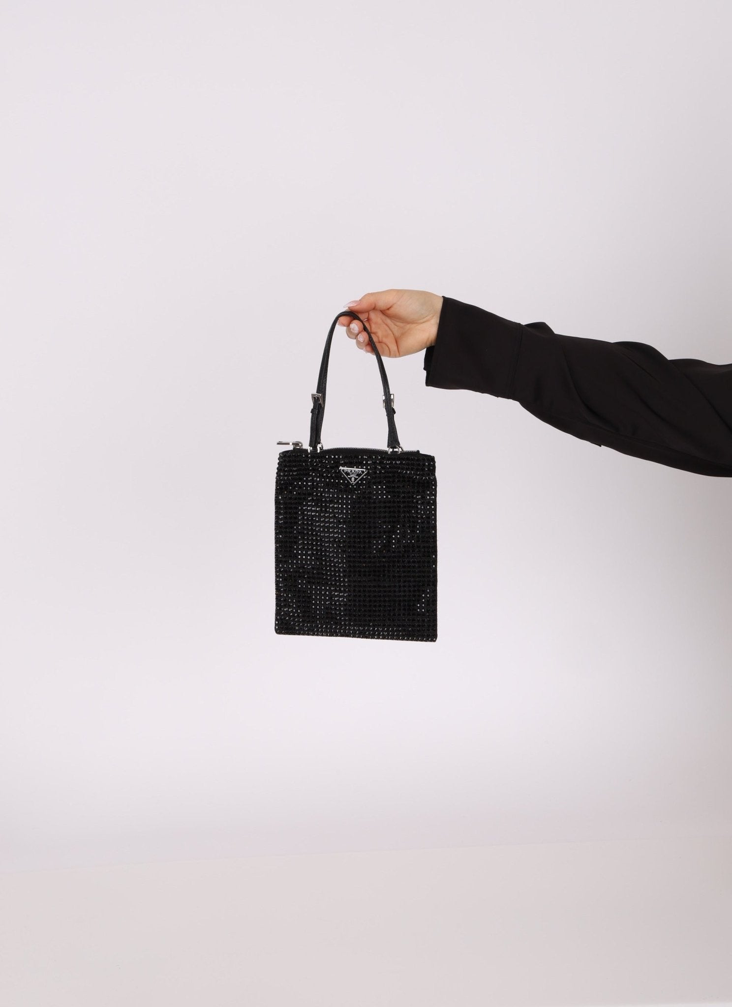 Prada Satin Crystal Embellished Mini Tote - FashioNica