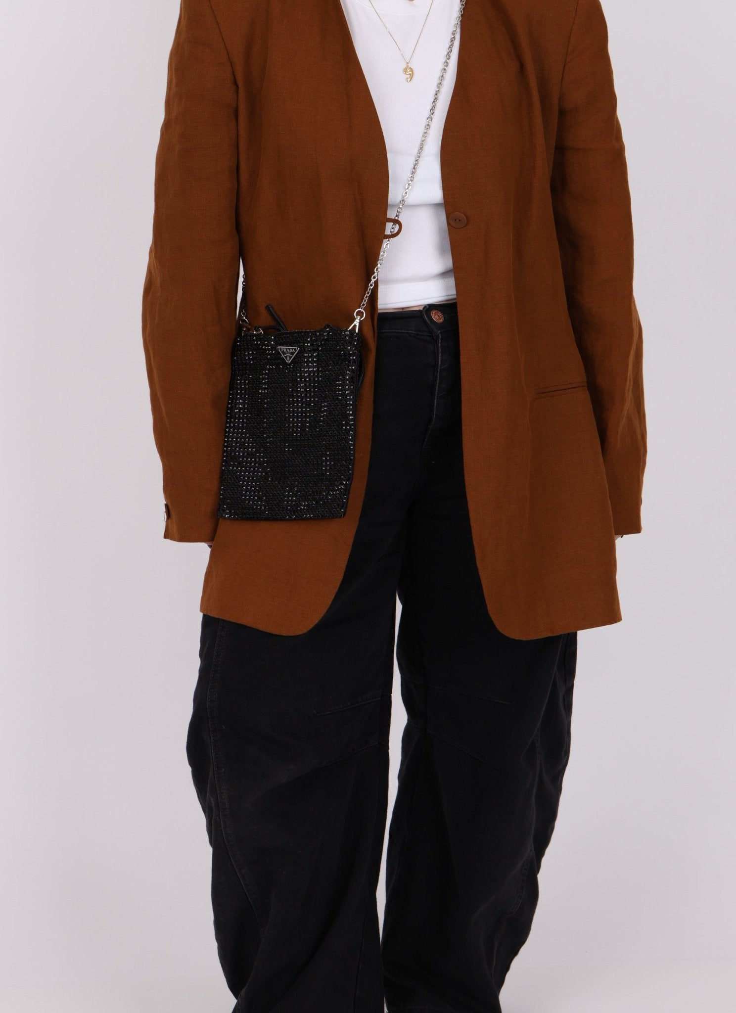 Prada Satin Crystal Embellished Mini Tote - FashioNica