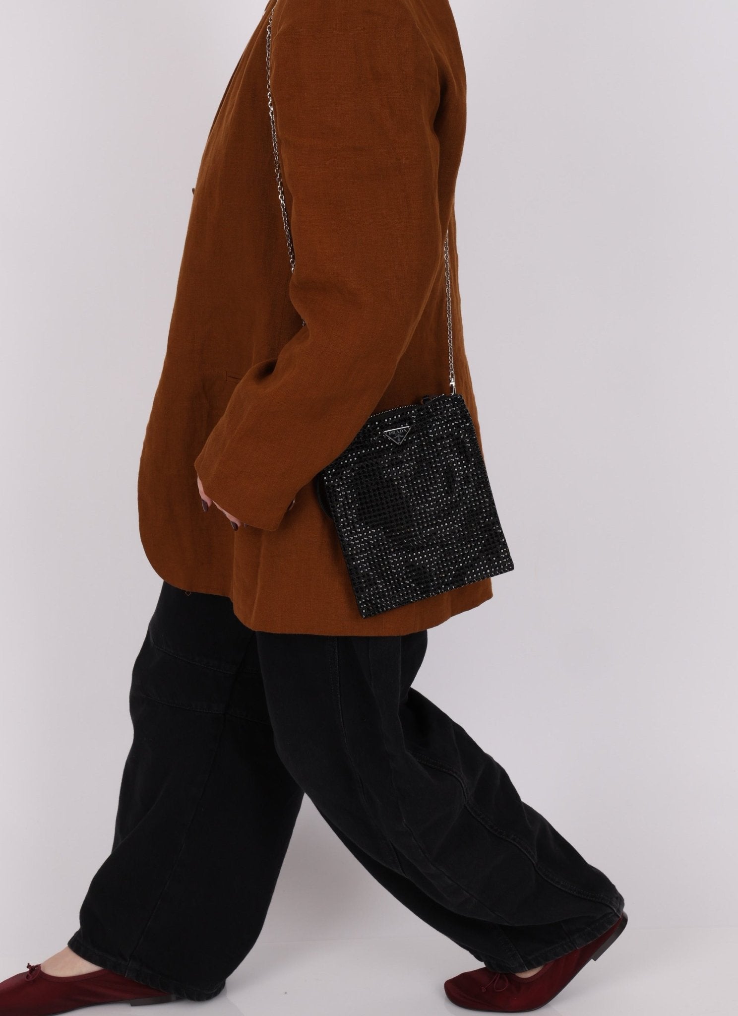 Prada Satin Crystal Embellished Mini Tote - FashioNica