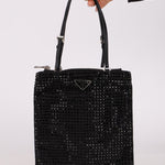 Prada Satin Crystal Embellished Mini Tote - FashioNica