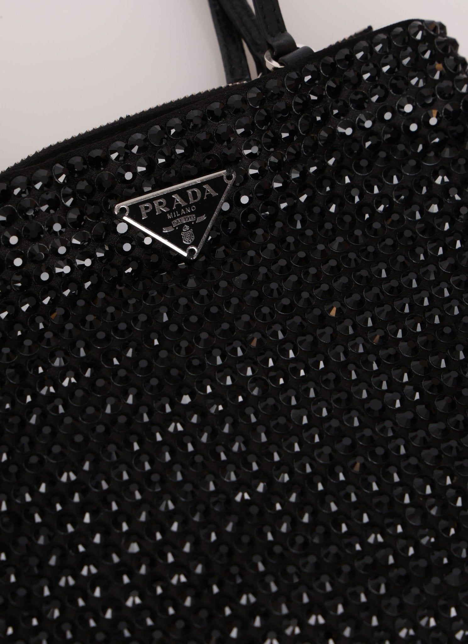 Prada Satin Crystal Embellished Mini Tote - FashioNica