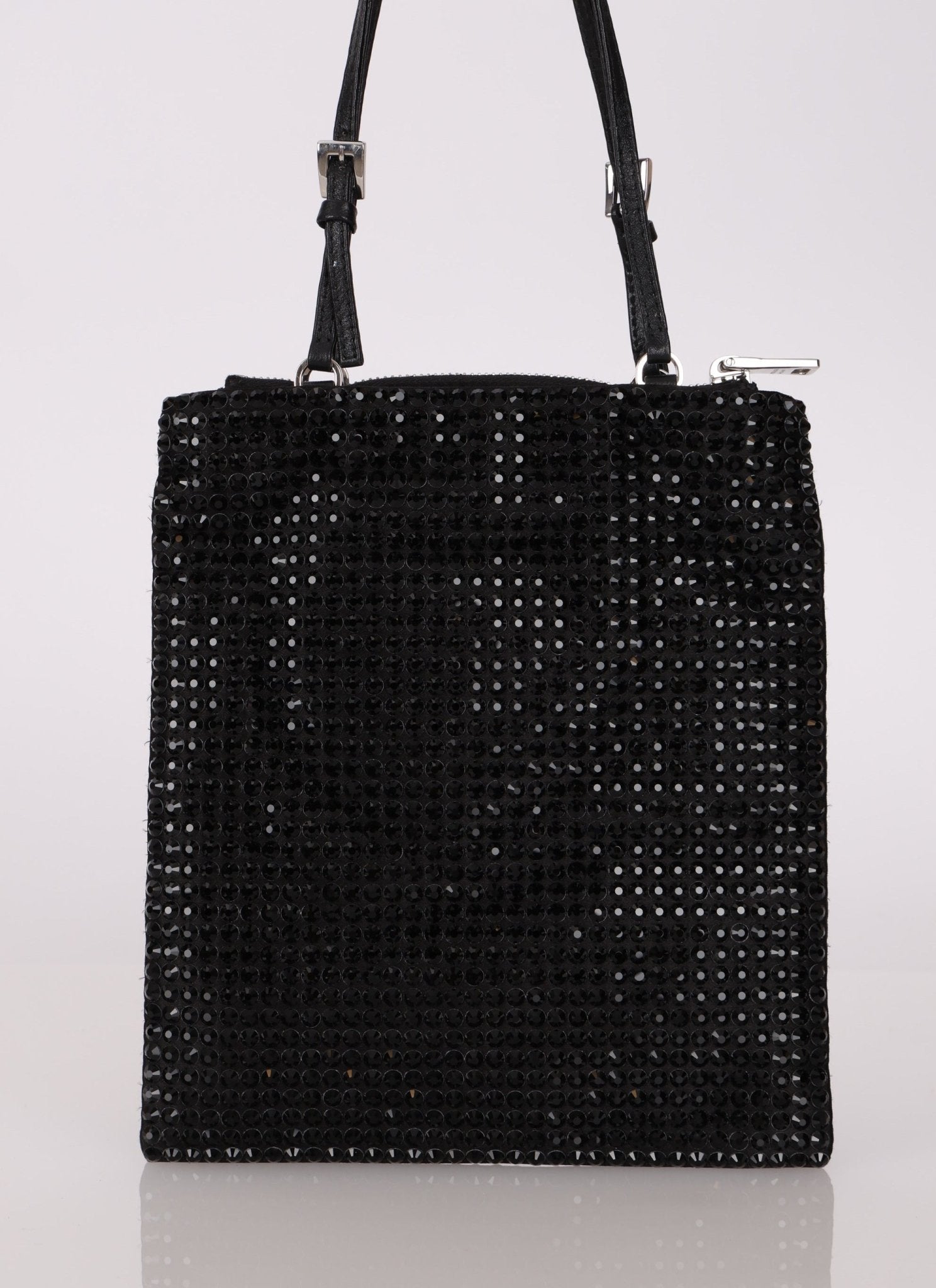 Prada Satin Crystal Embellished Mini Tote - FashioNica