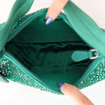 Prada Satin Crystal Mini Re - Edition 2000 Bag in Green Mango - FashioNica