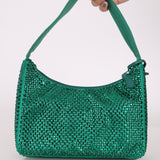 Prada Satin Crystal Mini Re - Edition 2000 Bag in Green Mango - FashioNica