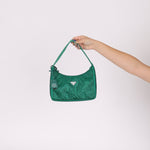 Prada Satin Crystal Mini Re - Edition 2000 Bag in Green Mango - FashioNica