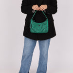 Prada Satin Crystal Mini Re - Edition 2000 Bag in Green Mango - FashioNica
