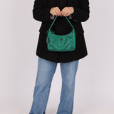 Prada Satin Crystal Mini Re - Edition 2000 Bag in Green Mango - FashioNica