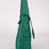 Prada Satin Crystal Mini Re - Edition 2000 Bag in Green Mango - FashioNica