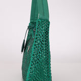 Prada Satin Crystal Mini Re - Edition 2000 Bag in Green Mango - FashioNica