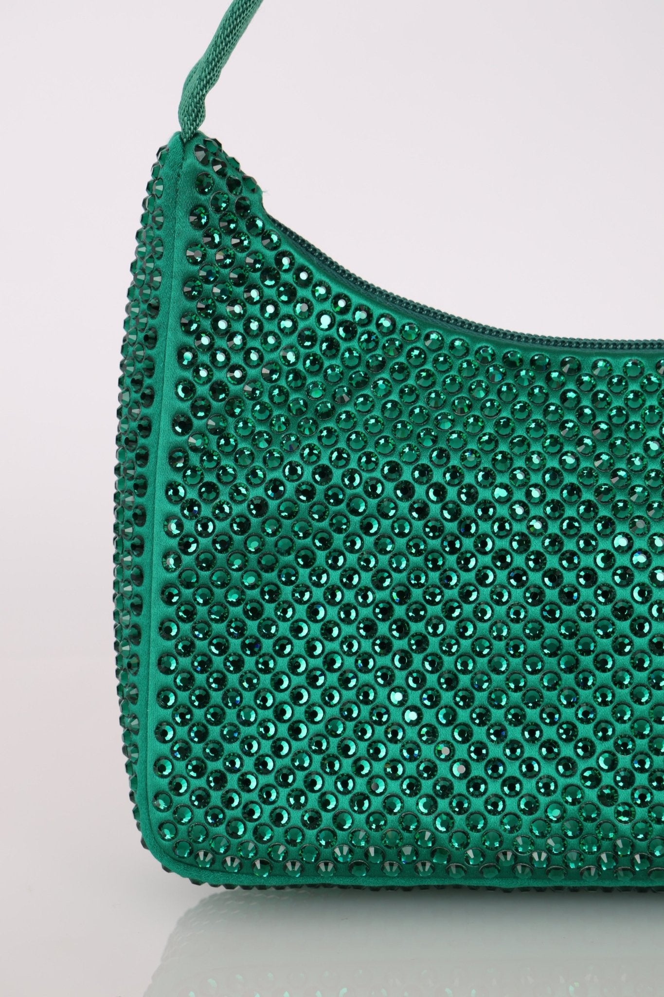 Prada Satin Crystal Mini Re - Edition 2000 Bag in Green Mango - FashioNica