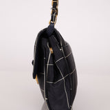 Prada Satin Windowpane Chain Shoulder Bag - FashioNica