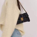 Prada Satin Windowpane Chain Shoulder Bag - FashioNica