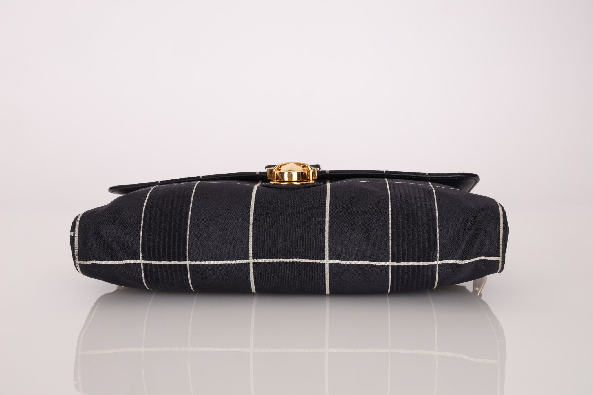 Prada Satin Windowpane Chain Shoulder Bag - FashioNica