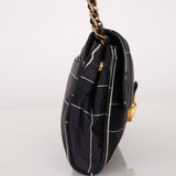 Prada Satin Windowpane Chain Shoulder Bag - FashioNica