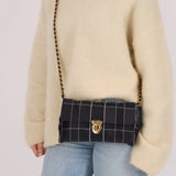 Prada Satin Windowpane Chain Shoulder Bag - FashioNica