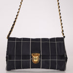 Prada Satin Windowpane Chain Shoulder Bag - FashioNica