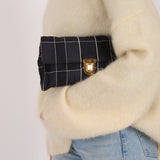 Prada Satin Windowpane Chain Shoulder Bag - FashioNica