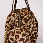 Prada Showline Collection Leopard Calfskin Gold Chain Bowling Tote - FashioNica