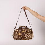 Prada Showline Collection Leopard Calfskin Gold Chain Bowling Tote - FashioNica