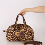 Prada Showline Collection Leopard Calfskin Gold Chain Bowling Tote - FashioNica
