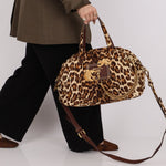 Prada Showline Collection Leopard Calfskin Gold Chain Bowling Tote - FashioNica