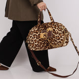Prada Showline Collection Leopard Calfskin Gold Chain Bowling Tote - FashioNica