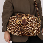 Prada Showline Collection Leopard Calfskin Gold Chain Bowling Tote - FashioNica