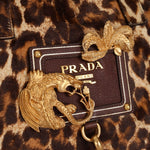 Prada Showline Collection Leopard Calfskin Gold Chain Bowling Tote - FashioNica