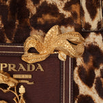 Prada Showline Collection Leopard Calfskin Gold Chain Bowling Tote - FashioNica