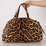 Prada Showline Collection Leopard Calfskin Gold Chain Bowling Tote - FashioNica