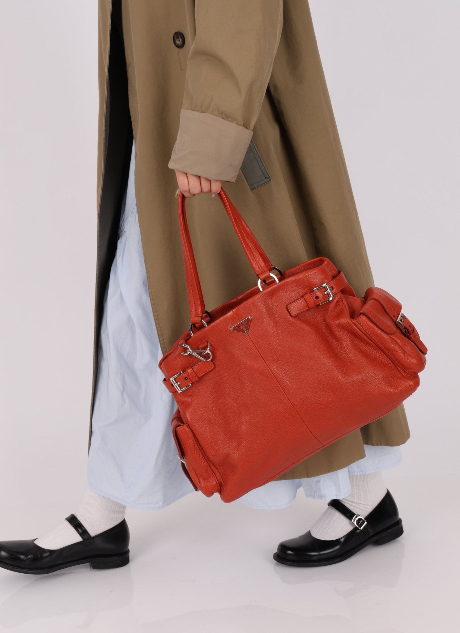 Prada Vitello Calfskin Daino Pocket Tote - FashioNica