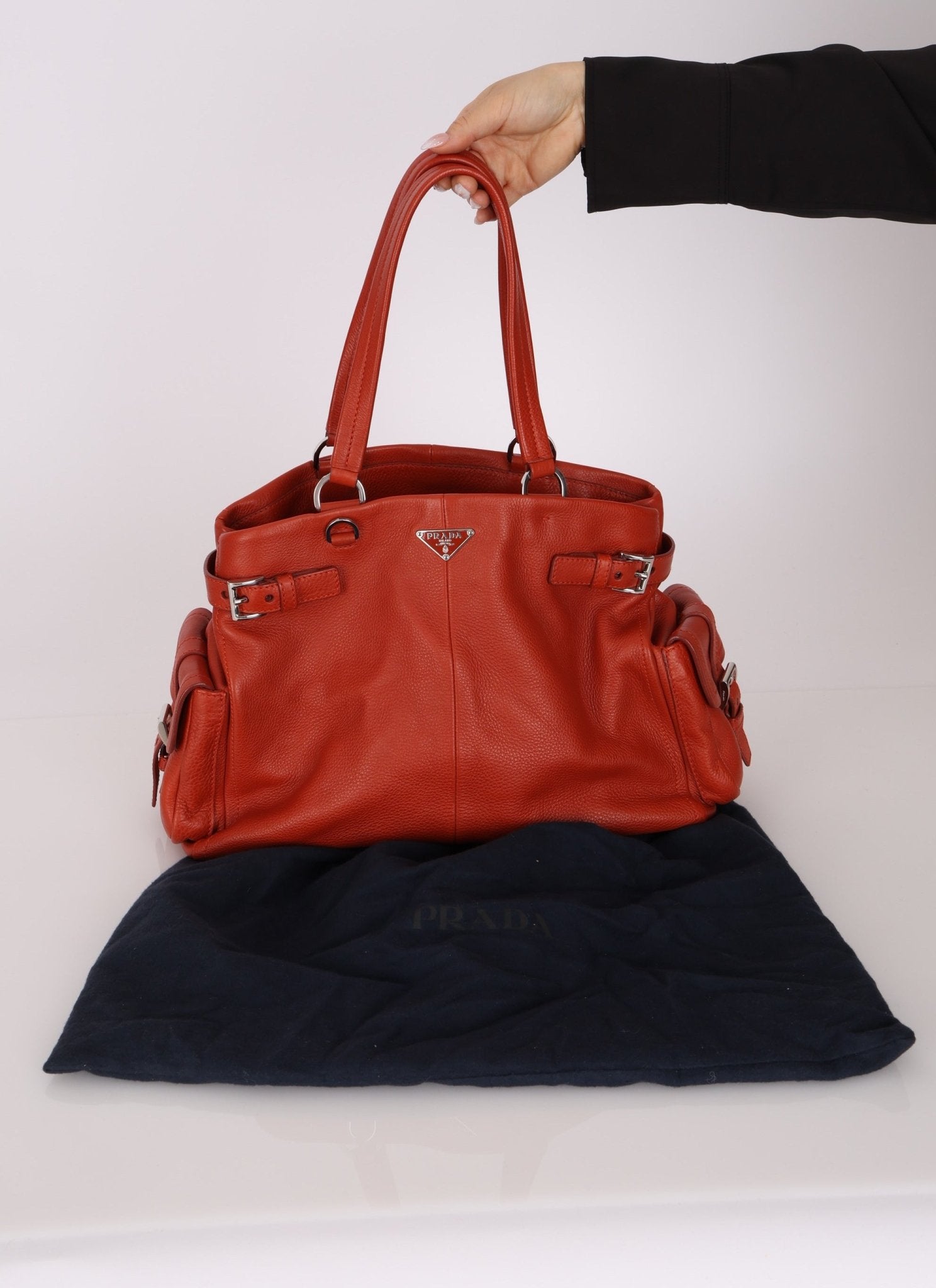 Prada Vitello Calfskin Daino Pocket Tote - FashioNica