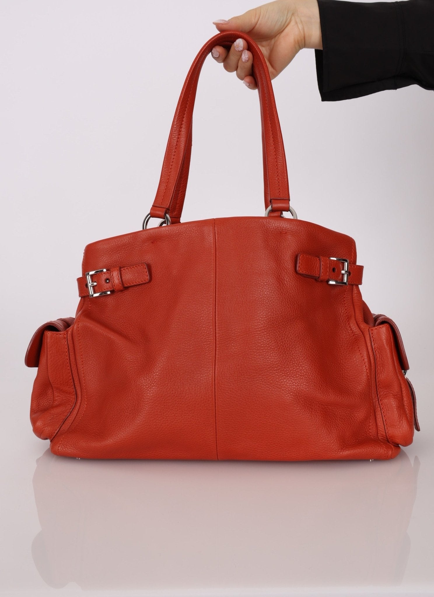 Prada Vitello Calfskin Daino Pocket Tote - FashioNica