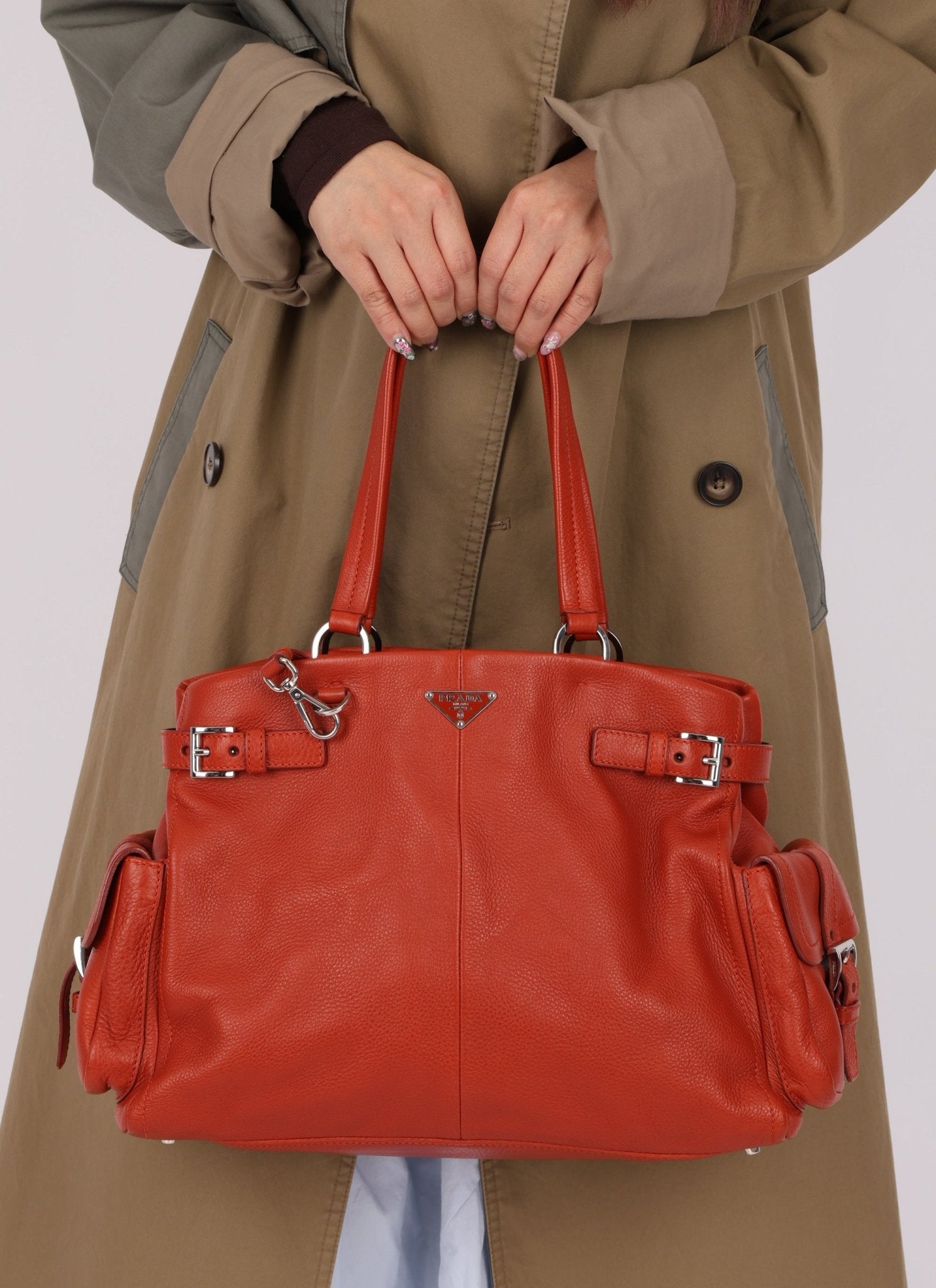 Prada Vitello Calfskin Daino Pocket Tote - FashioNica