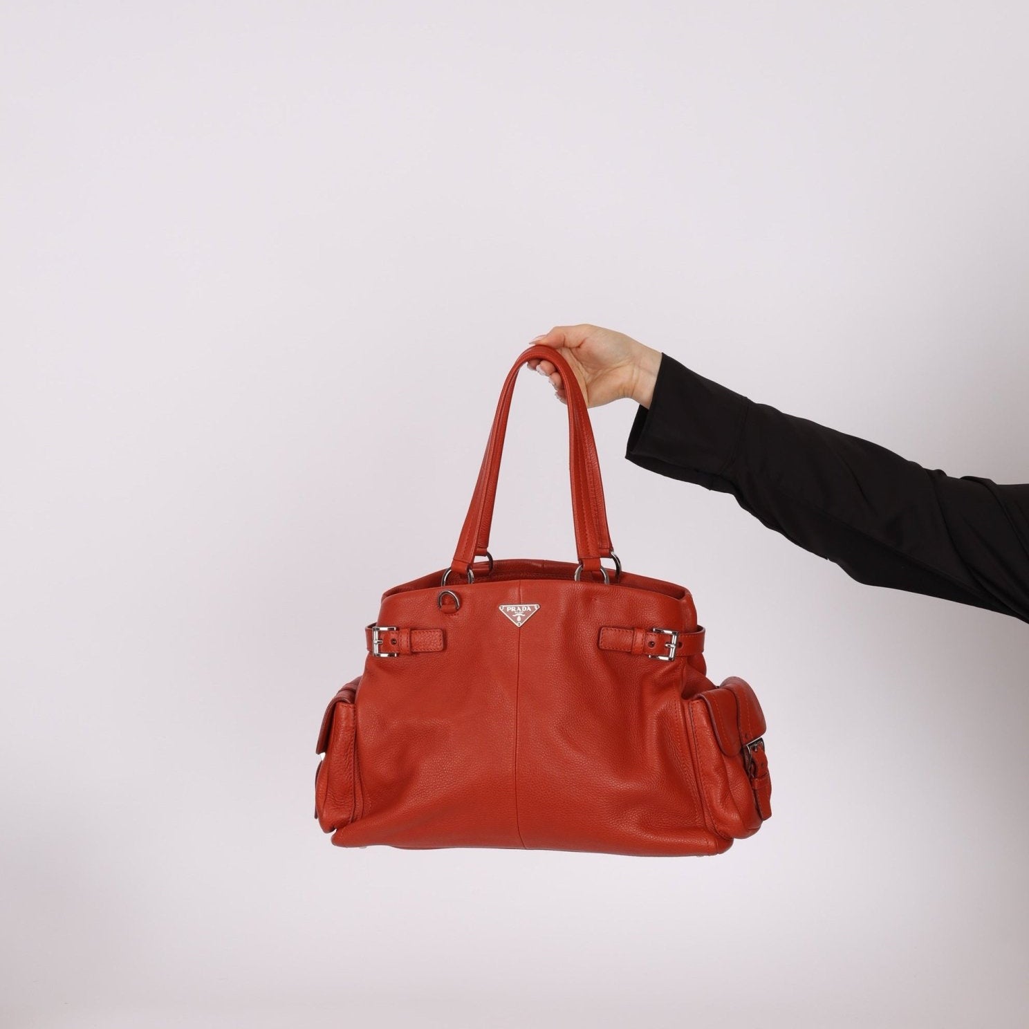 Prada Vitello Calfskin Daino Pocket Tote - FashioNica