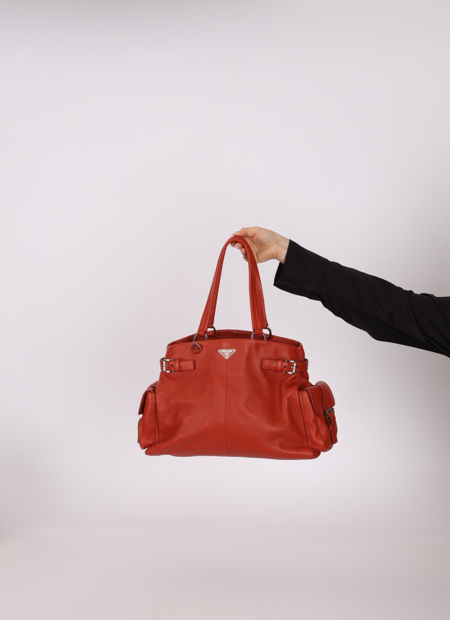 Prada Vitello Calfskin Daino Pocket Tote - FashioNica