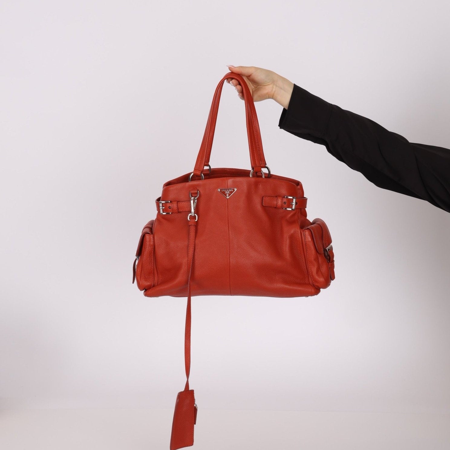 Prada Vitello Calfskin Daino Pocket Tote - FashioNica