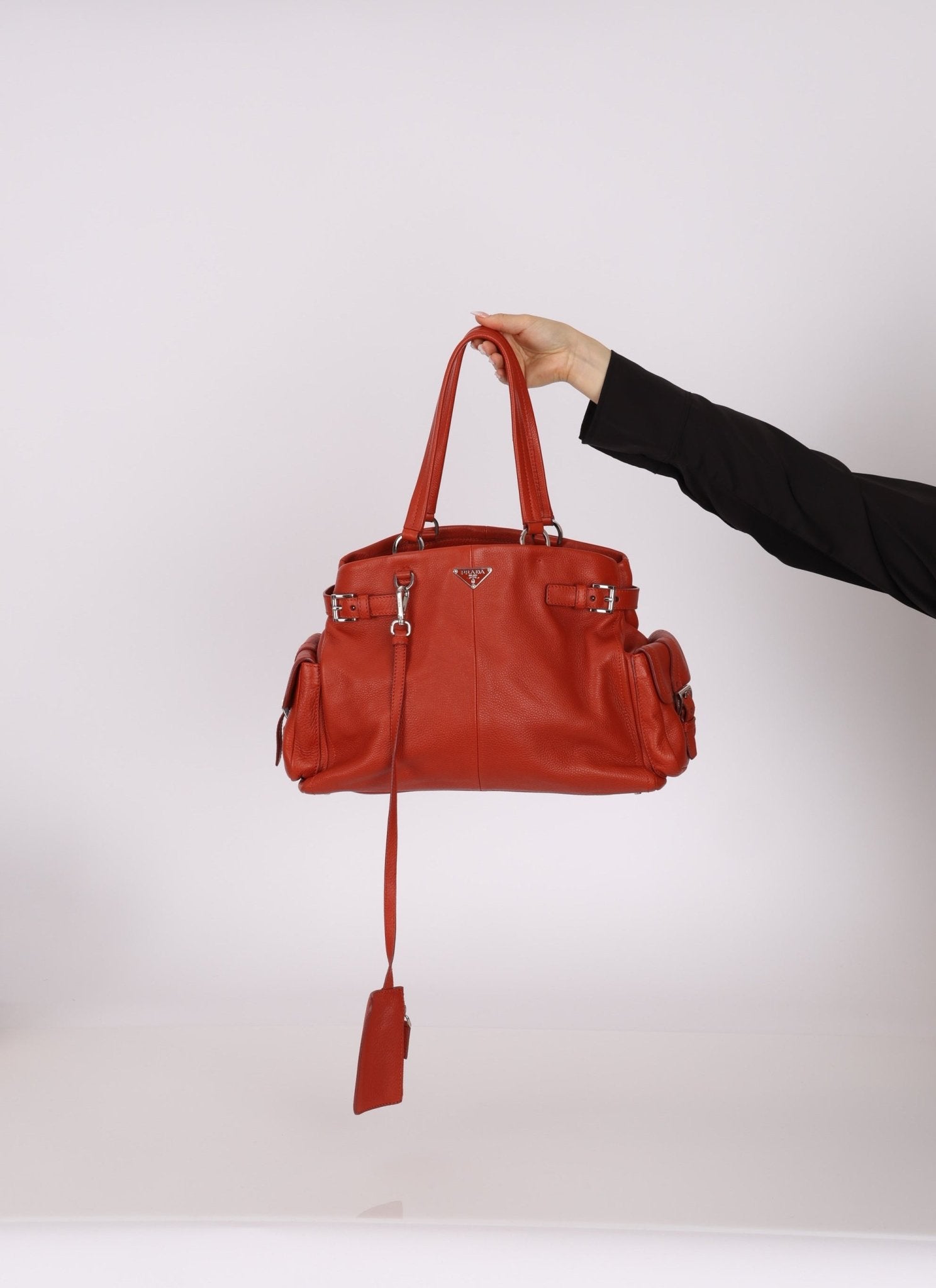Prada Vitello Calfskin Daino Pocket Tote - FashioNica