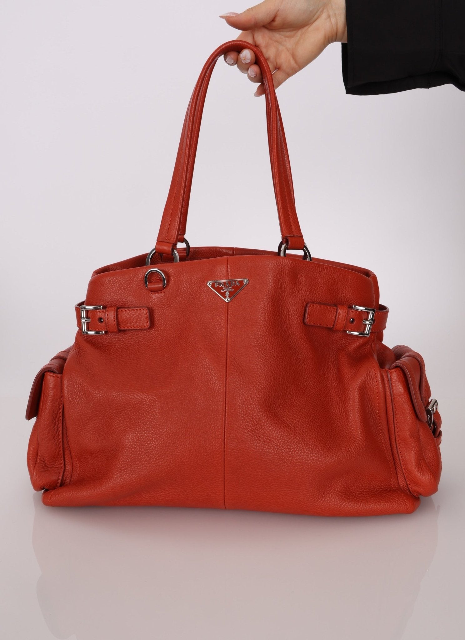 Prada Vitello Calfskin Daino Pocket Tote - FashioNica