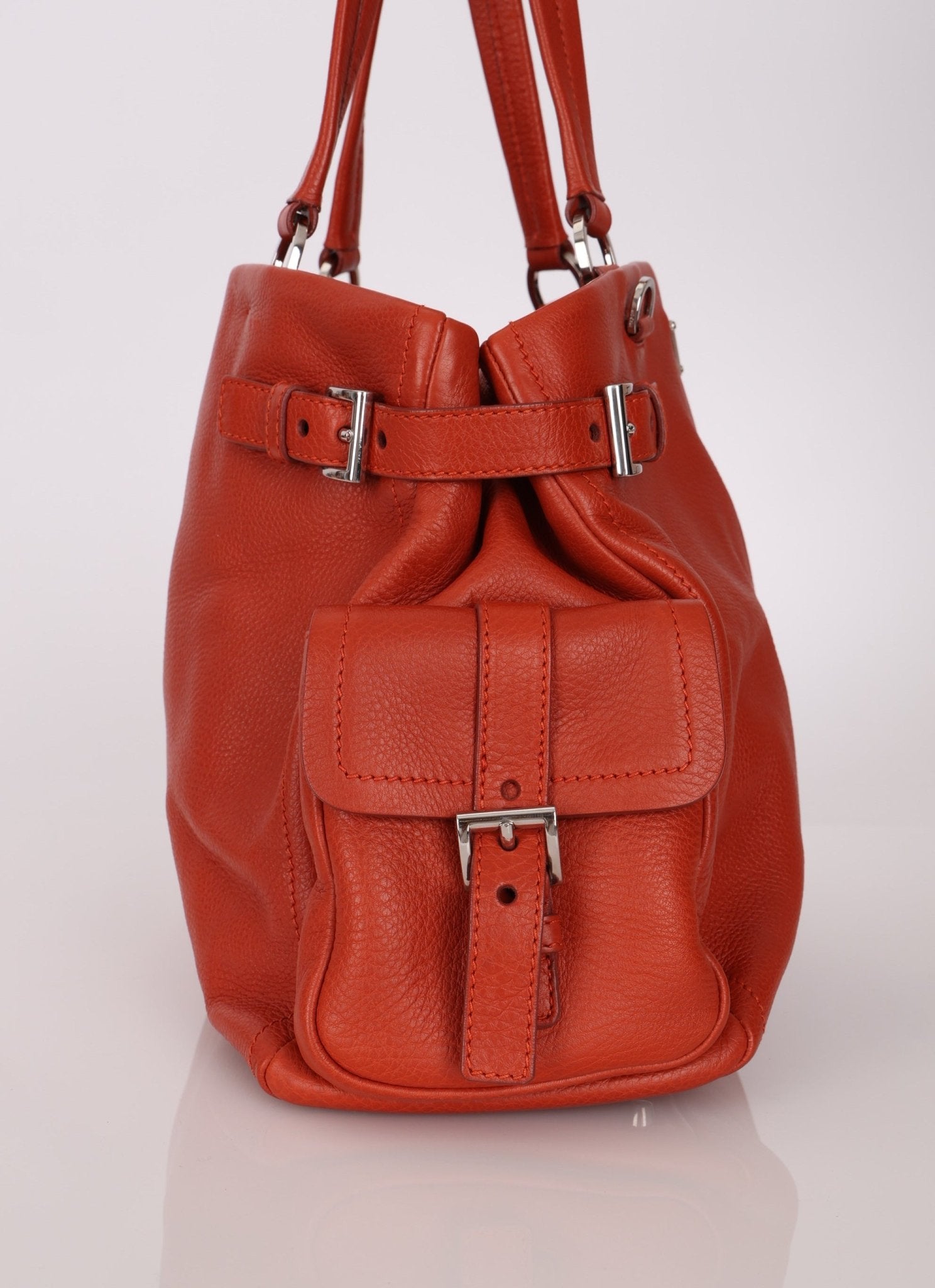 Prada Vitello Calfskin Daino Pocket Tote - FashioNica
