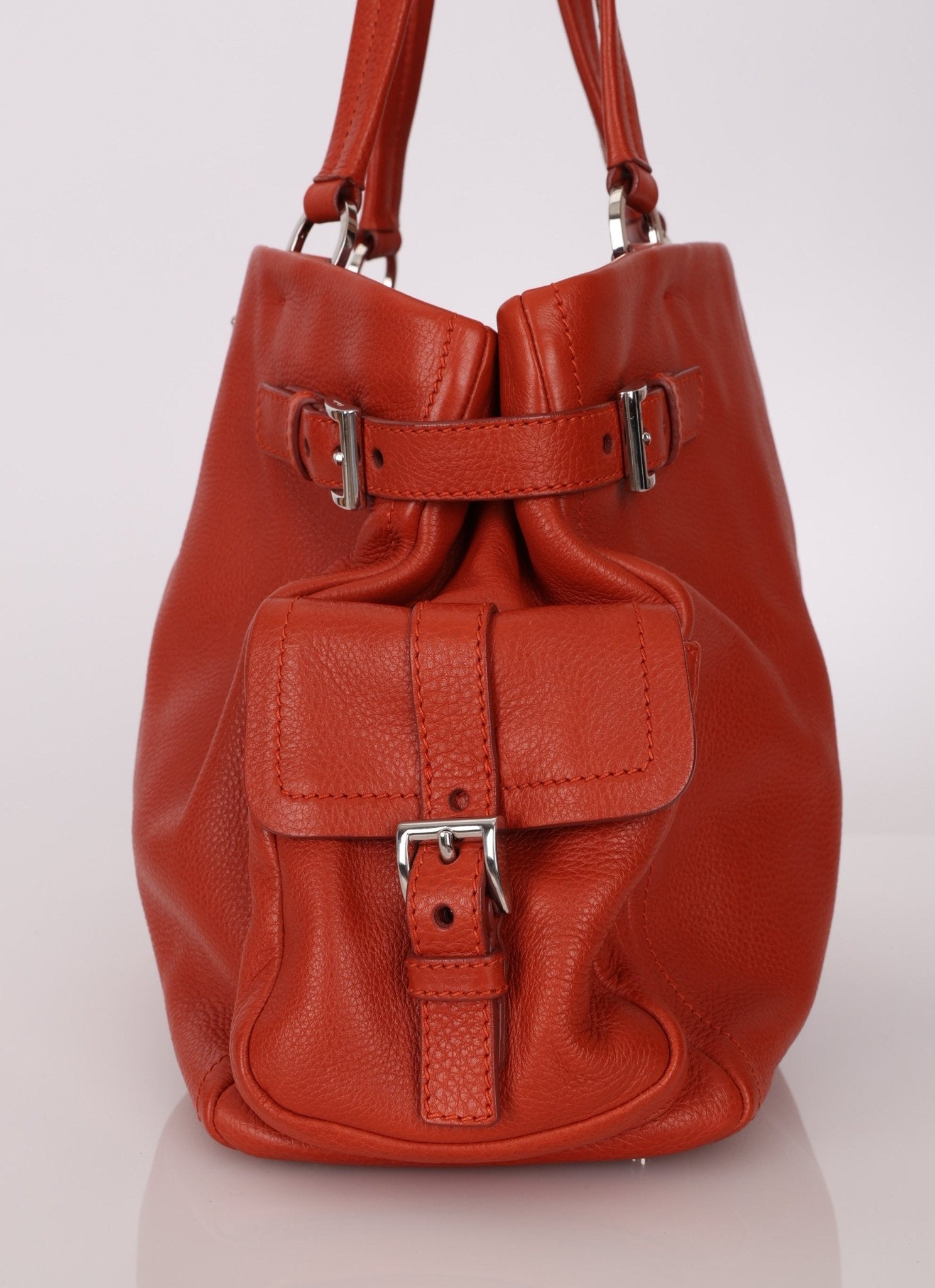 Prada Vitello Calfskin Daino Pocket Tote - FashioNica