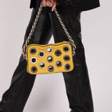 Prada Vitello Lemon Daino Grommet Chain Bag - FashioNica